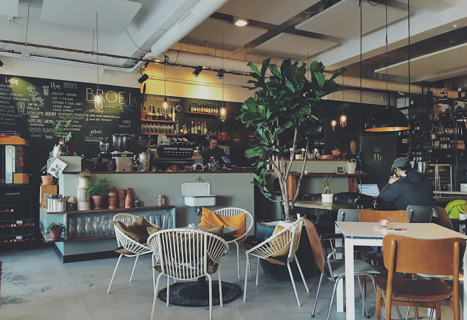 A bright coffee shop