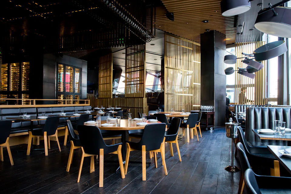 A moody restaurant interior
