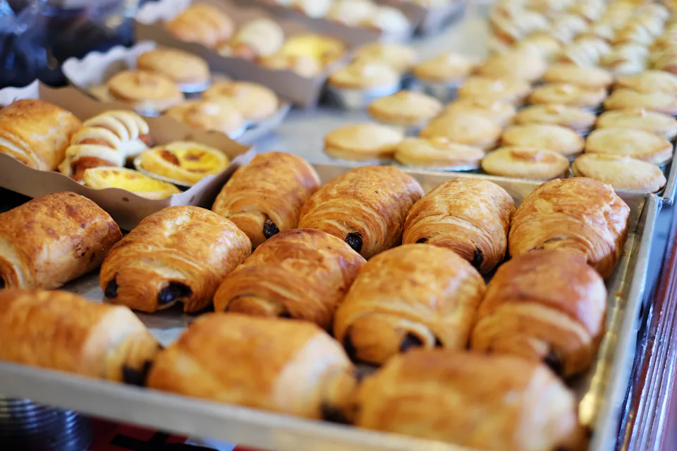 Trays of fresh pastries