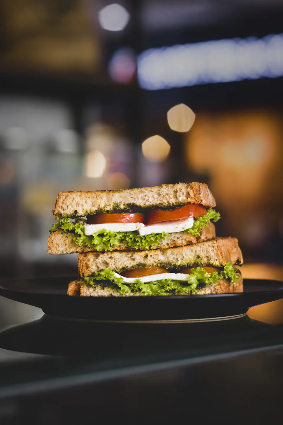 A toasted sandwich on a plate